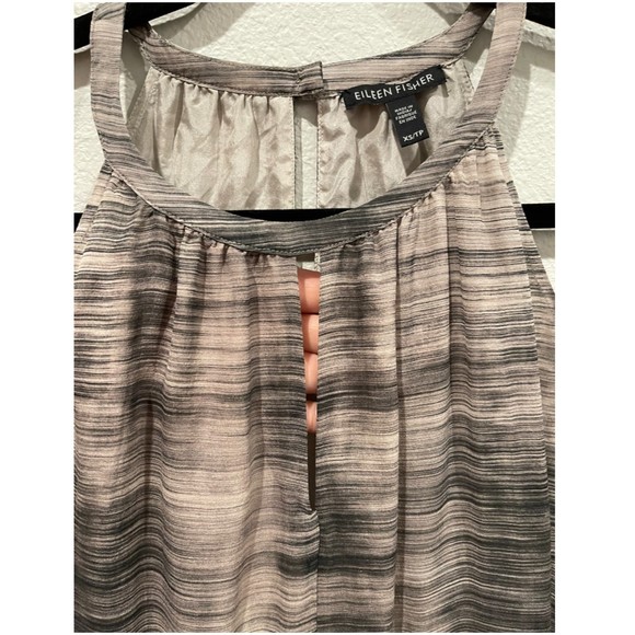 EILEEN FISHER Limestone Silk Midi Halter Print Dress - Picture 4 of 7